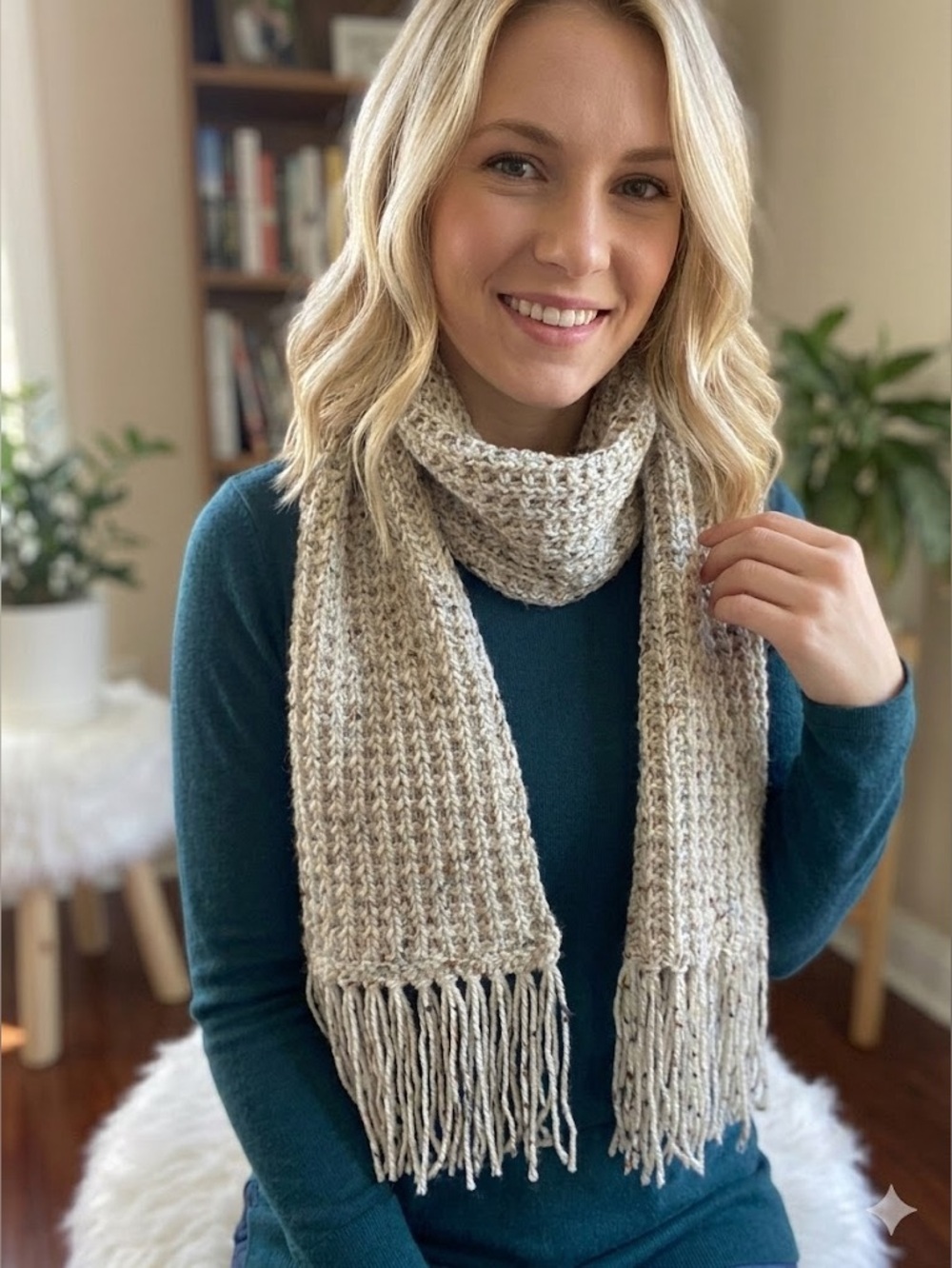 Heirloom Oat Tweed Fringe Scarf